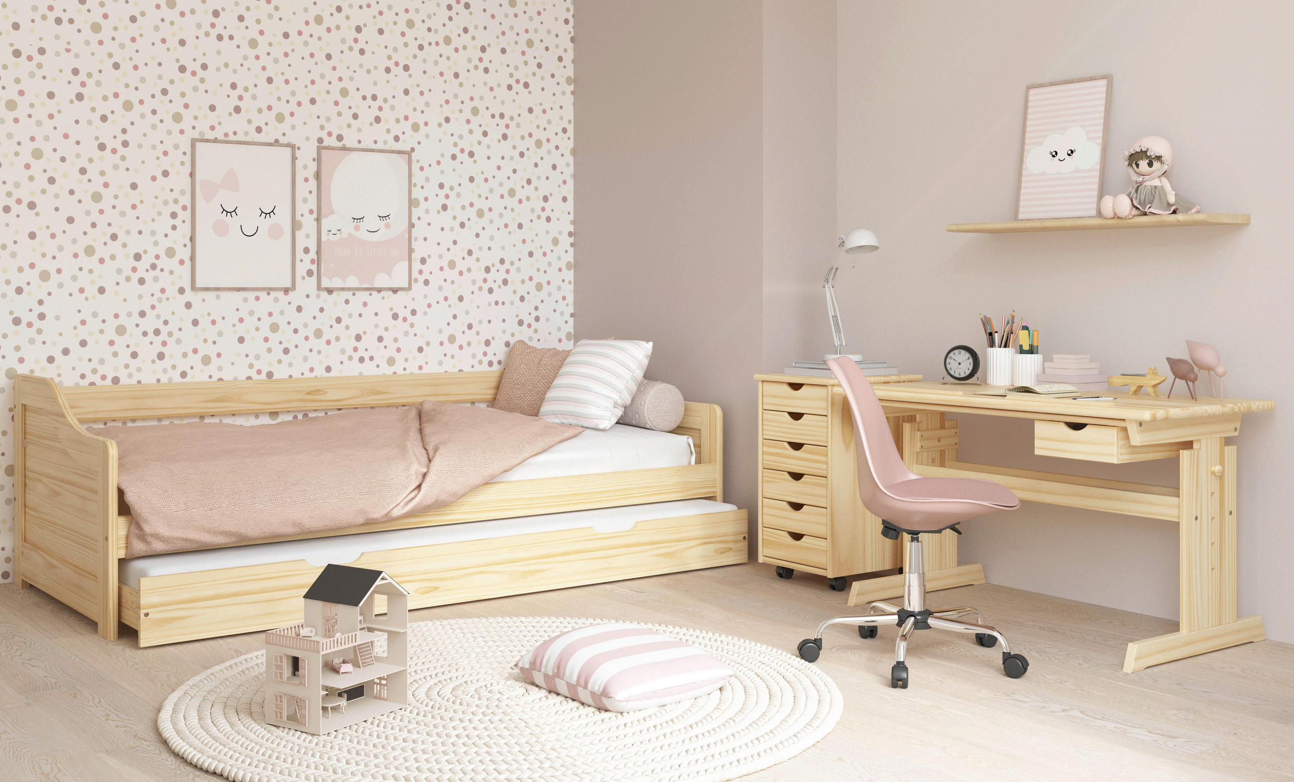 JUGENDSCHREIBTISCH Interlink JULIA 30600020 109/55/63-96 cm Kiefer massiv - Kieferfarben, Basics, Holz (109/55/63-96cm) - MID.YOU