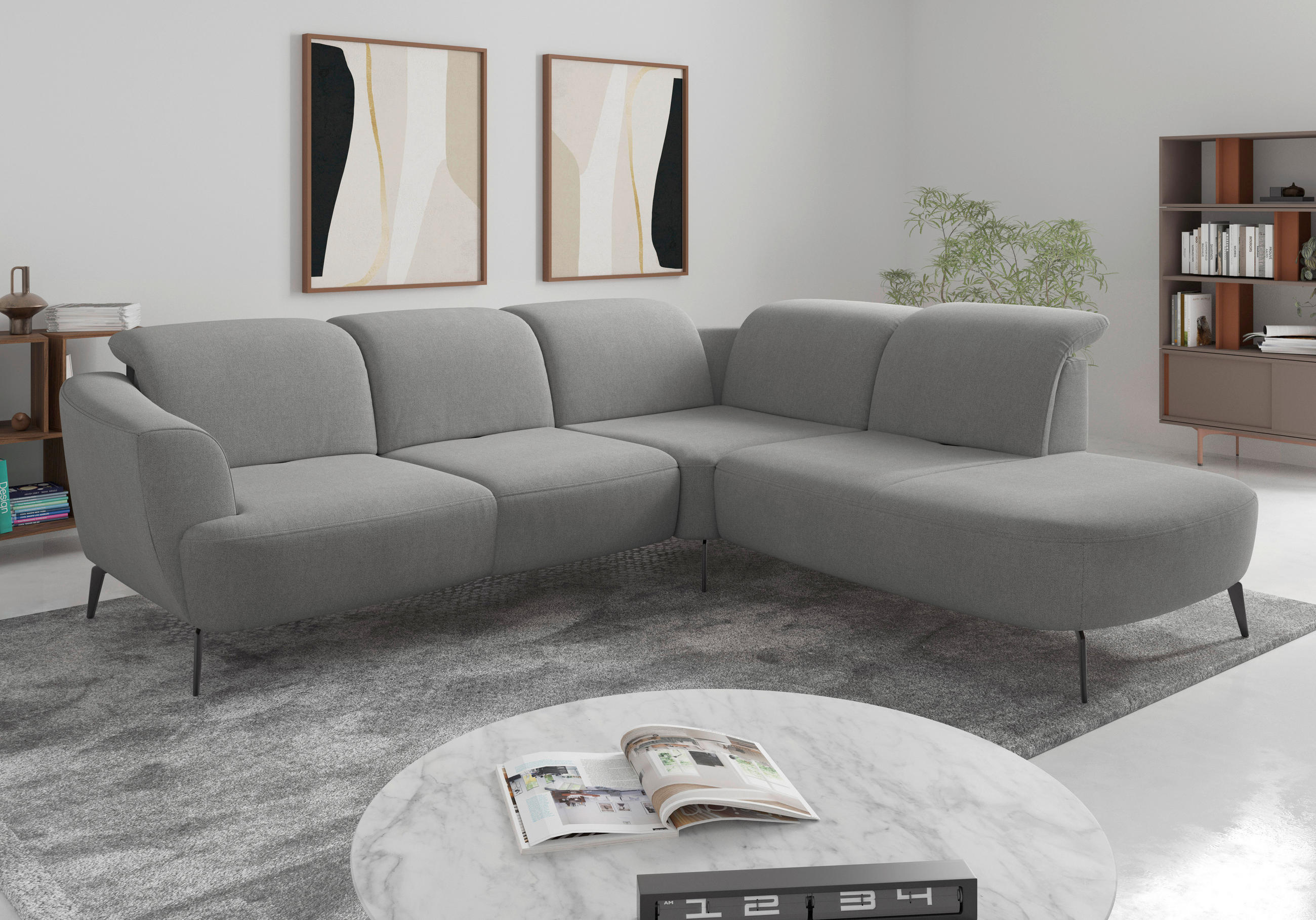 ECKSOFA in Mikrofaser Grau  - Schwarz/Grau, Konventionell, Textil/Metall (300/267cm) - Sit & More