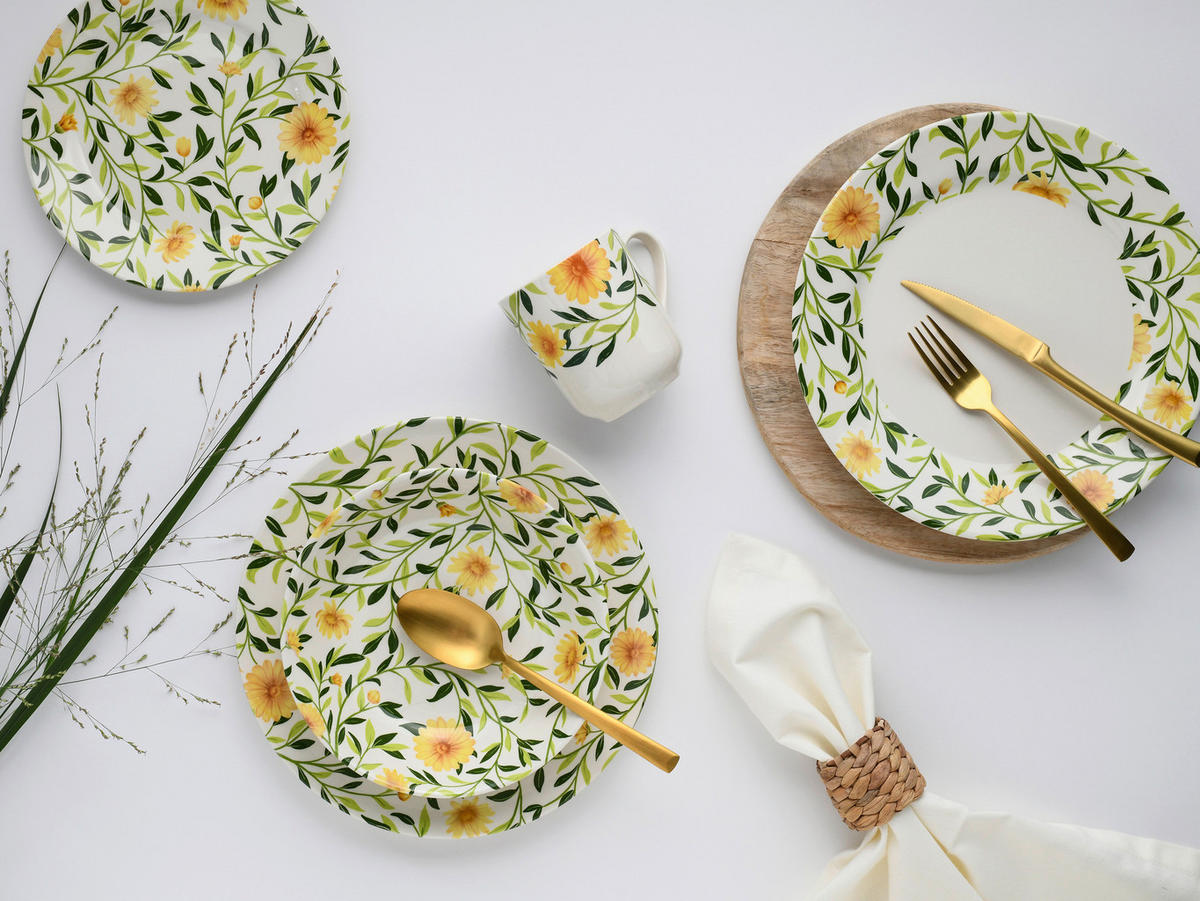 KOMPLETT SERVIS Amarilla 16 delar  - vit/grön, Basics, keramik - Creatable
