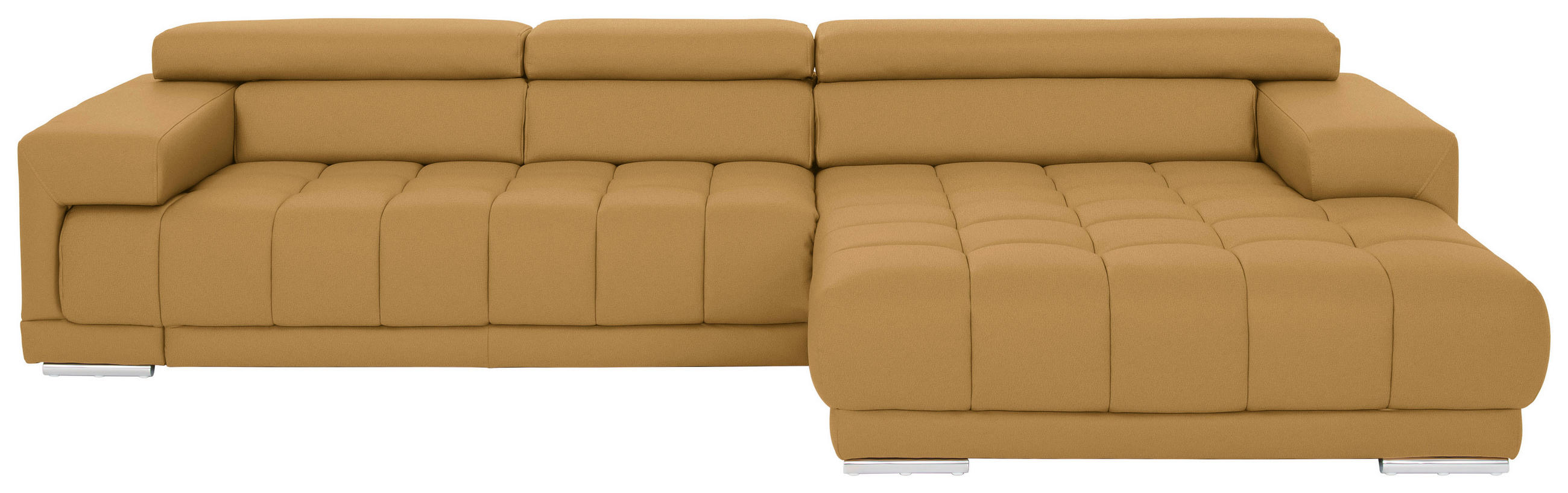 ECKSOFA  in Echtleder Gelb Kopfteilverstellung  330/190 cm  - Chromfarben/Gelb, Design, Leder/Metall (330/190cm) - Beldomo Speed