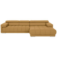 ECKSOFA  in Echtleder Gelb Kopfteilverstellung  330/190 cm  - Chromfarben/Gelb, Design, Leder/Metall (330/190cm) - Beldomo Speed