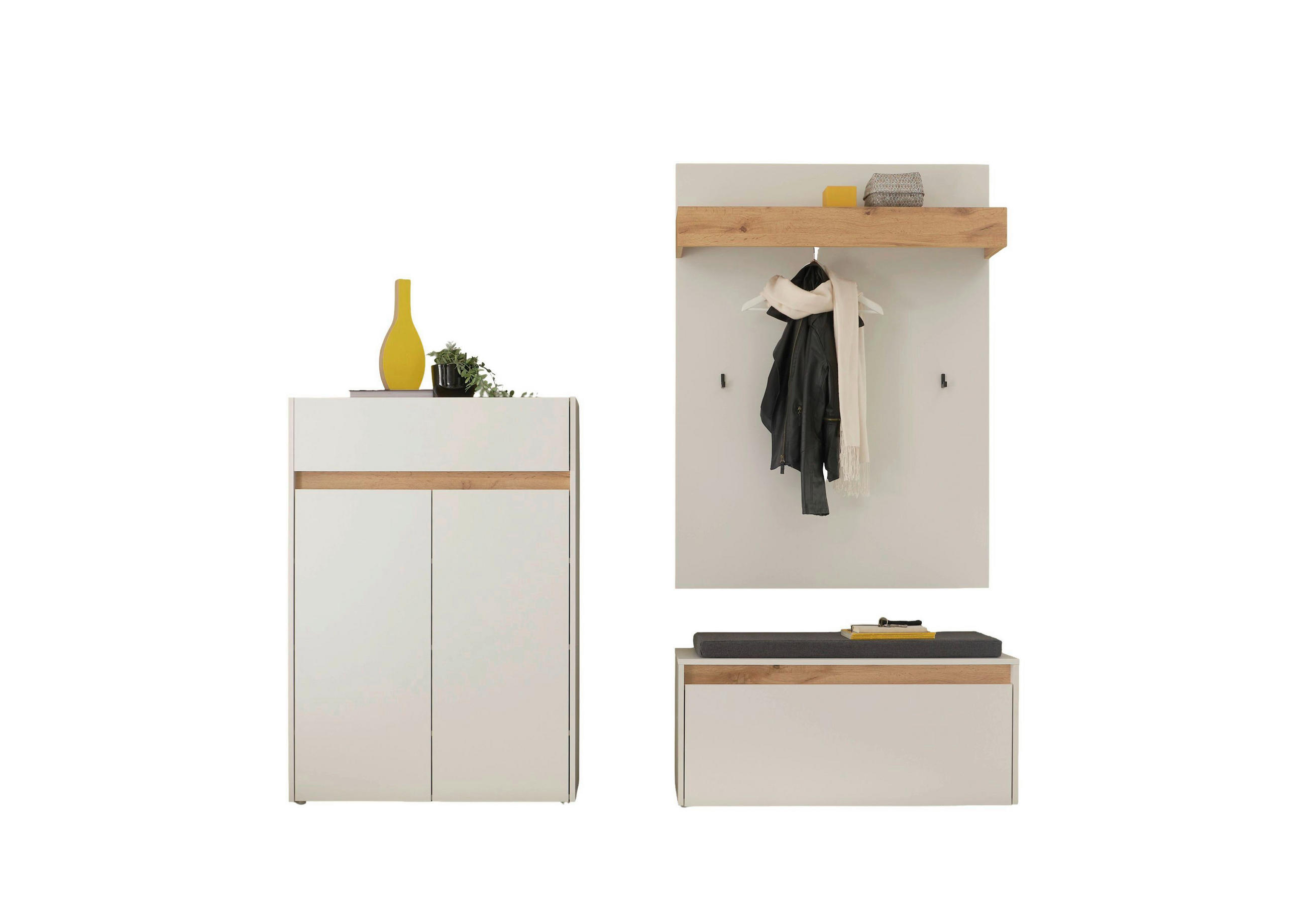 GARDEROBE 4-teilig  in 185/200/40 cm  - Eiche Wotan/Weiß, Design, Holzwerkstoff/Textil (185/200/40cm) - Modante