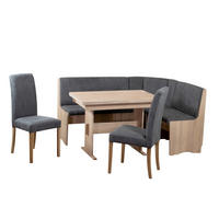 ECKBANKGRUPPE Mikrofaser Grau, Sonoma Eiche  - Grau/Sonoma Eiche, KONVENTIONELL, Holz/Textil (165/89/125cm) - MID.YOU