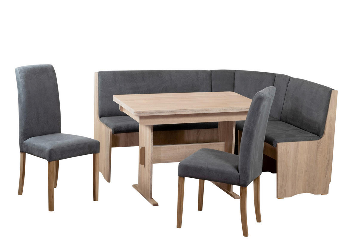 ECKBANKGRUPPE Mikrofaser Grau, Sonoma Eiche  - Grau/Sonoma Eiche, KONVENTIONELL, Holz/Textil (165/89/125cm) - MID.YOU