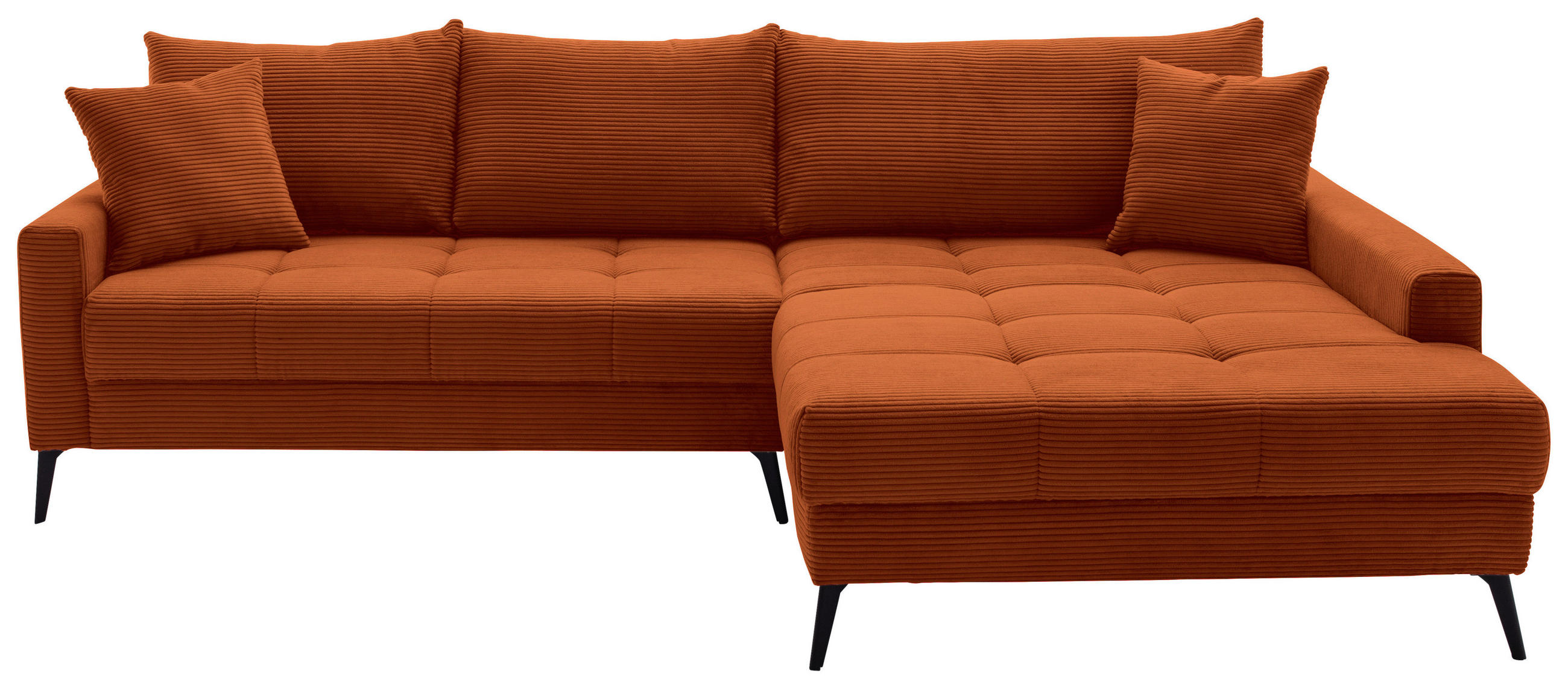 ECKSOFA Dunkelorange Cord  - Dunkelorange/Schwarz, KONVENTIONELL, Textil/Metall (280/173cm) - Hom`in