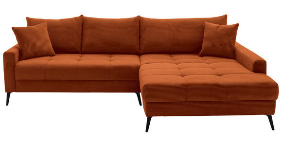ECKSOFA  in Cord Dunkelorange  280/173 cm  - Dunkelorange/Schwarz, KONVENTIONELL, Textil/Metall (280/173cm) - Hom`in