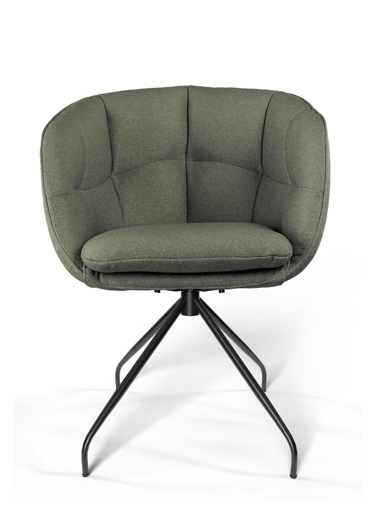 ARMLEHNSTUHL  Sitzfläche 360° drehbar, Gestellauswahl, ergonomische Rückenlehne, Stoff-/Lederauswahl Jacquard  Olivgrün  - Schwarz/Olivgrün, Design, Textil/Metall (62/81/63cm) - Dieter Knoll