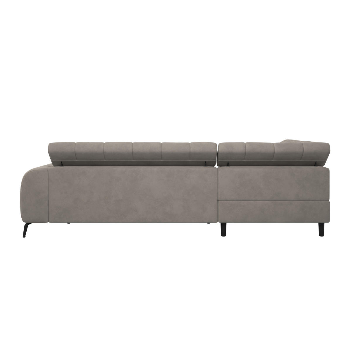 ECKSOFA Greige Bettkasten, Rücken echt, Kopfteilverstellung  - Greige/Schwarz, Trend, Kunststoff/Textil (203/261cm) - Livetastic