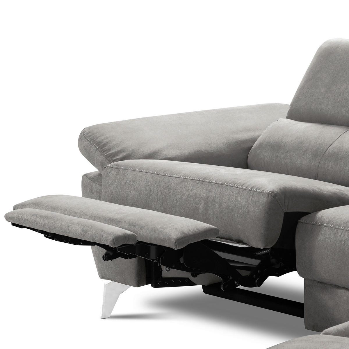 ECKSOFA SONO in Lederlook Anthrazit Armteilverstellung, Kopfteilverstellung  265/210 cm  - Chromfarben/Anthrazit, Design, Textil/Metall (265/210cm) - Livetastic