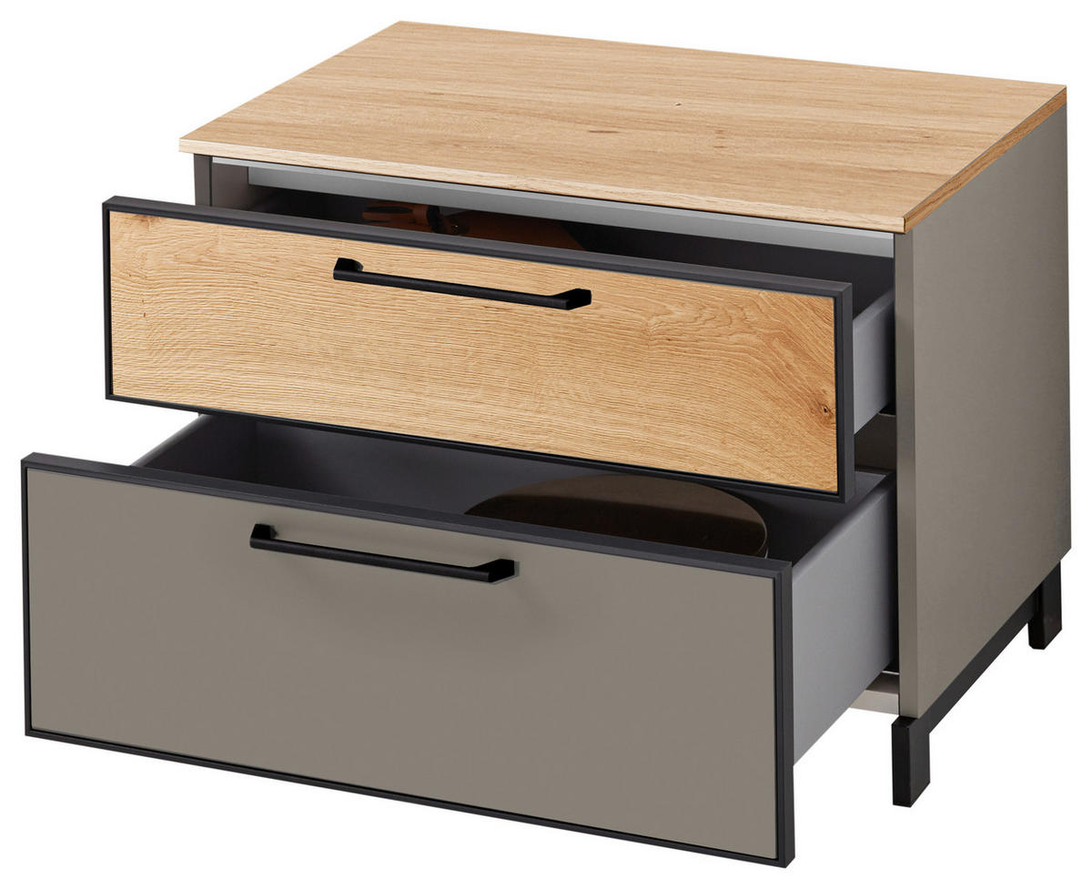 GARDEROBENBANK  in 60/44/40 cm  - Wildeiche/Fango, Design, Metall (60/44/40cm) - Dieter Knoll