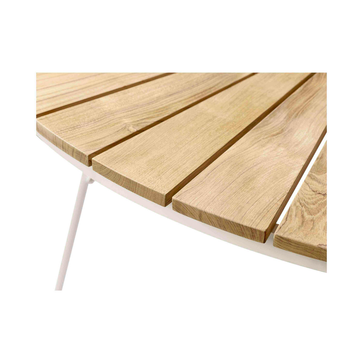 GARTENTISCH 130/130/74 cm Holz, Metall rund  - Weiß Hochglanz/Teakfarben, Natur, Holz/Metall (130/130/74cm) - Gardenson