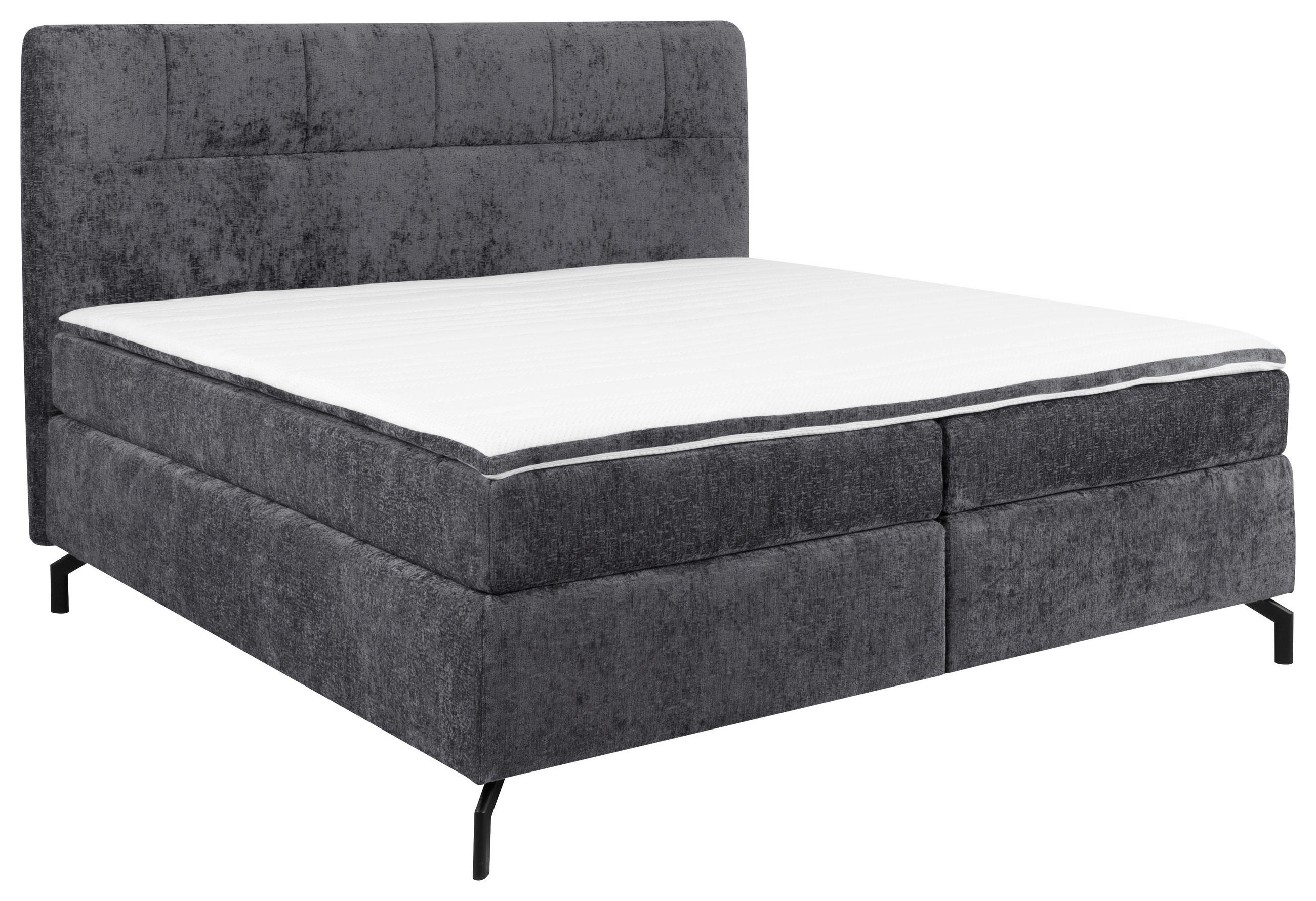 BOXSPRINGBETT 160/200 cm  in Anthrazit  - Anthrazit/Schwarz, Design, Textil/Metall (160/200cm) - Esposa