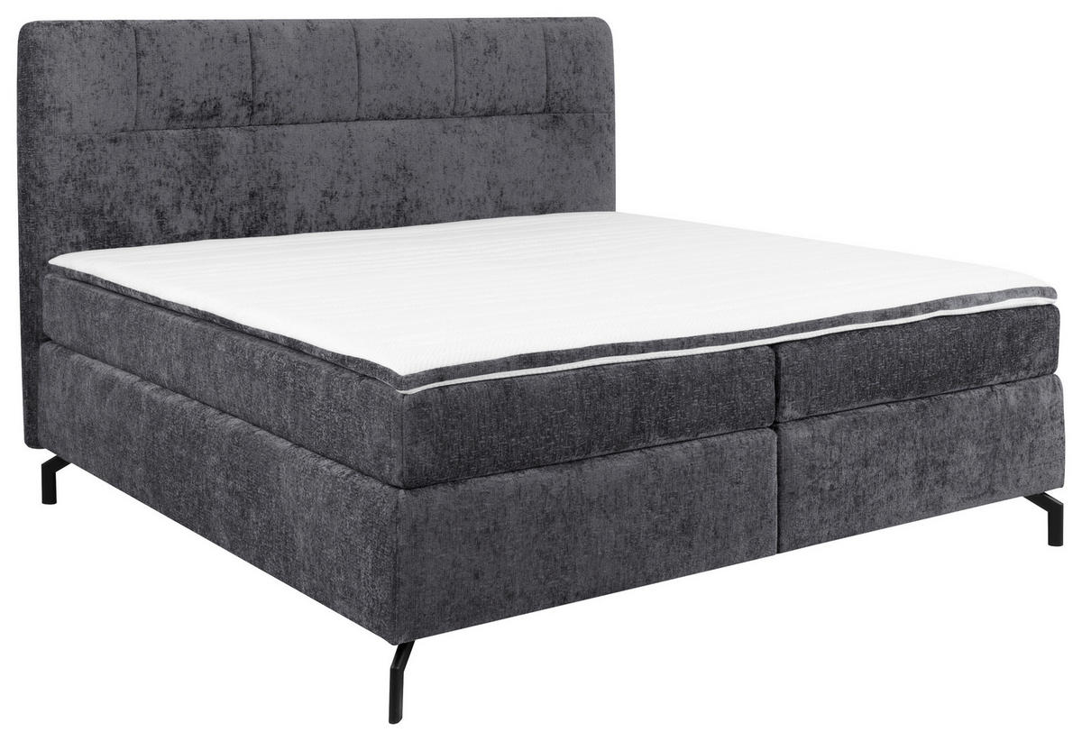 BOXSPRINGBETT 180/200 cm  in Anthrazit  - Anthrazit/Schwarz, Design, Textil/Metall (180/200cm) - Esposa