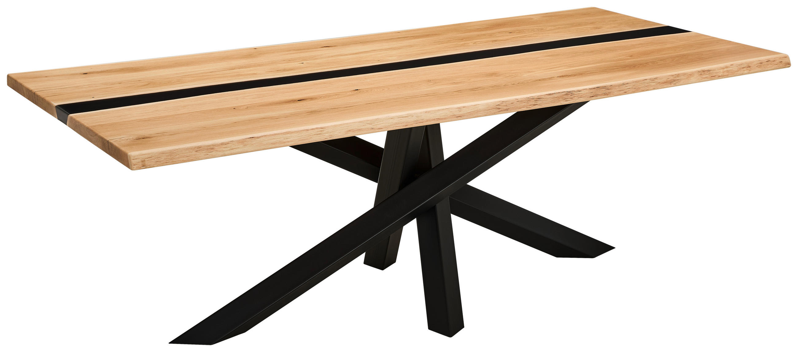 ESSTISCH 240/100/76 cm Echtholz  Holz rechteckig Eichefarben  - Eichefarben/Schwarz, Design, Holz/Metall (240/100/76cm) - Johann Jakob