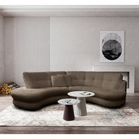 ECKSOFA in Bouclé Braun  - Weiss/Schwarz, Design, Kunststoff/Textil (113/300cm) - Livetastic
