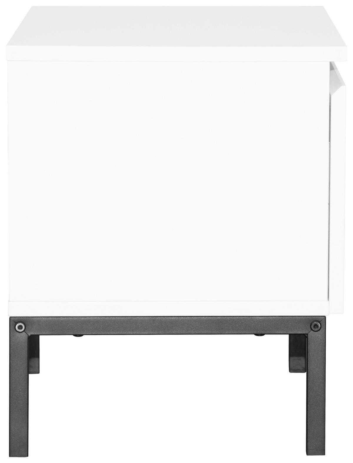 NACHTSCHRANK 49/43/35 cm  - Schwarz/Weiß, Design, Holzwerkstoff/Metall (49/43/35cm) - Hom`in