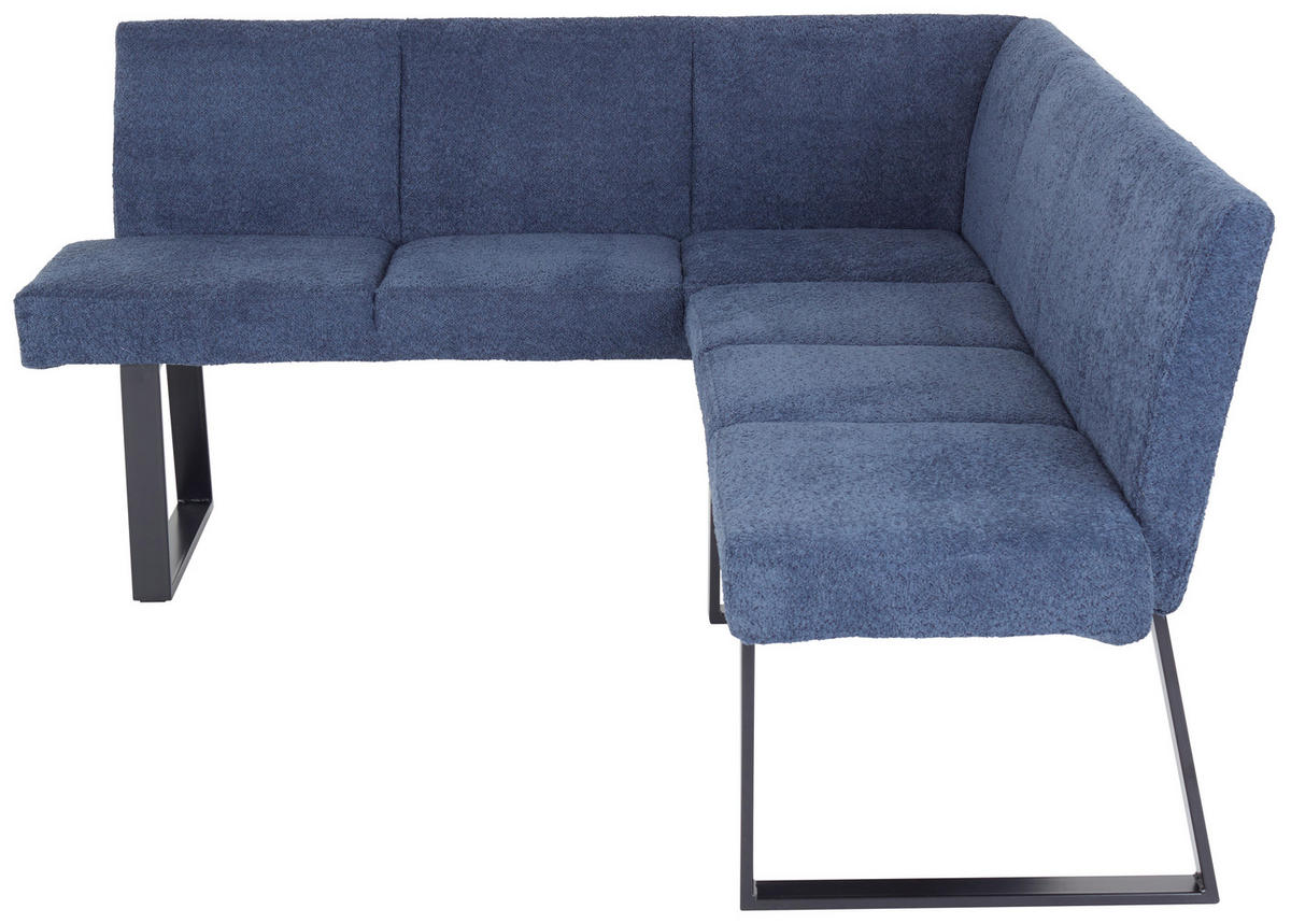 ECKBANK in Metall, Textil Dunkelblau  - Schwarz/Dunkelblau, Modern, Textil/Metall (150/190cm) - MID.YOU