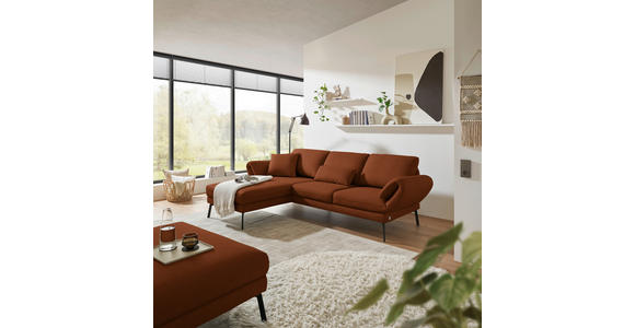 ECKSOFA  in Flachgewebe Kupferfarben Armteilverstellung, Relaxfunktion, Drehsitzfunktion  175-224/255-365 cm  - Schwarz/Kupferfarben, Design, Textil/Metall (175-224/255-365cm) - Dieter Knoll