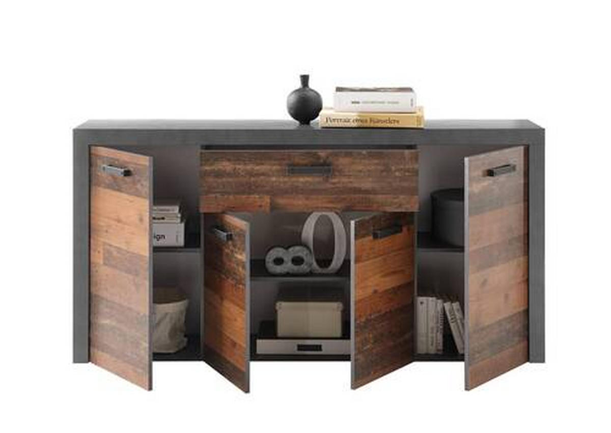 SIDEBOARD  in 180/90/38 cm  - Eichefarben/Dunkelgrau, Design, Holzwerkstoff/Kunststoff (180/90/38cm) - MID.YOU