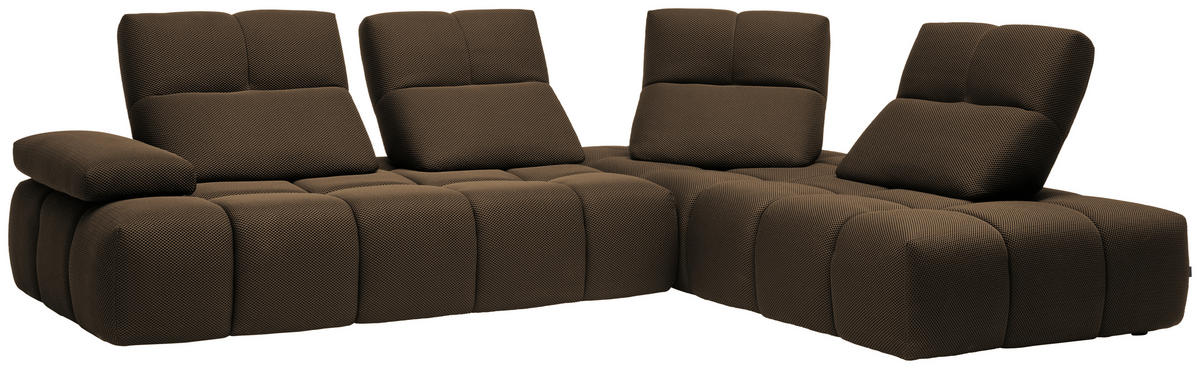 ECKSOFA in Struktur Taupe  - Taupe/Schwarz, Design, Kunststoff/Textil (313/233cm) - Emilio Belluti