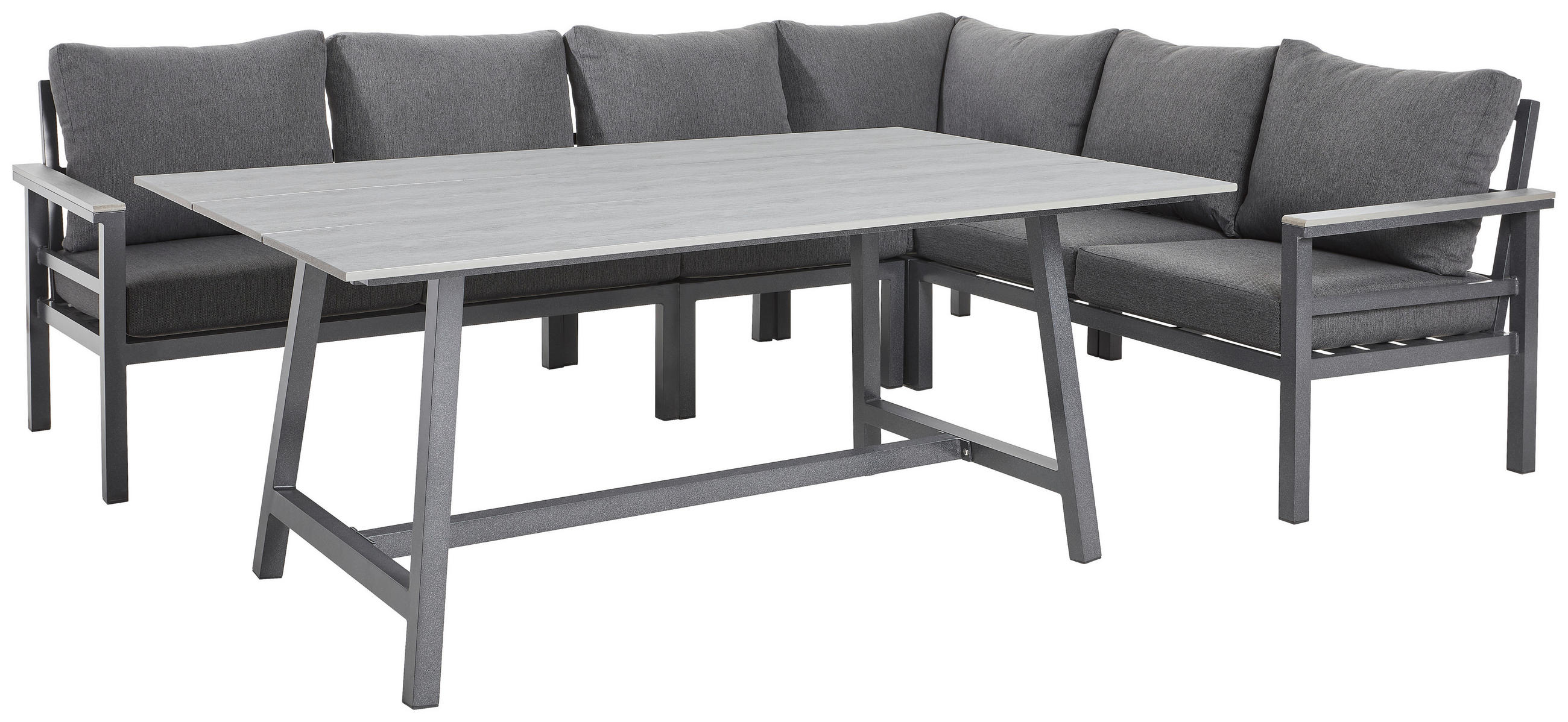 DINING-LOUNGESET 259/199 cm Aluminium  - Dunkelgrau/Hellgrau, Design, Kunststoff/Textil (259/199cm) - Amatio
