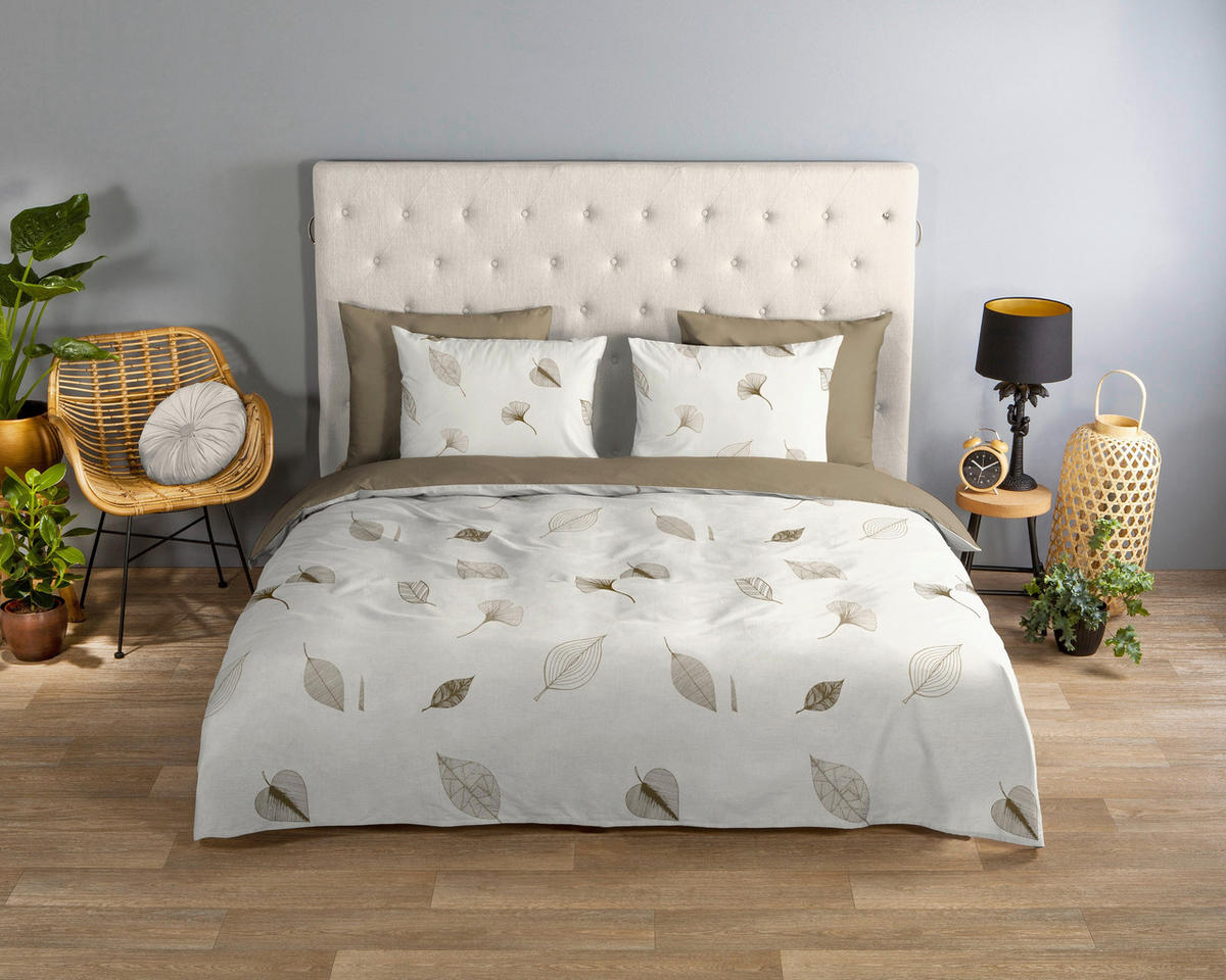WENDEBETTWÄSCHE 2-teilig Good Morning Renforcé 140/200 cm  - Perlmutt/Braun, Basics, Textil (140/200cm)