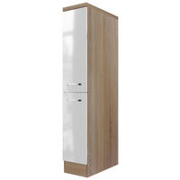 APOTHEKERSCHRANK 30/169,5/60 cm  in Sonoma Eiche, Weiß Hochglanz  - Edelstahlfarben/Weiß Hochglanz, KONVENTIONELL, Holzwerkstoff/Metall (30/169,5/60cm) - FlexWell