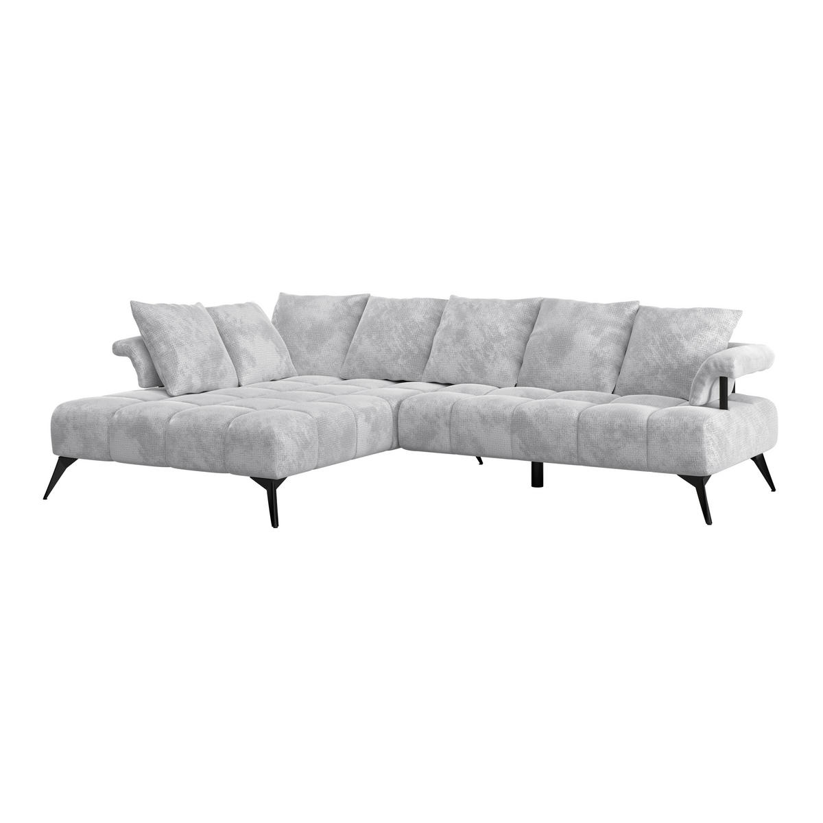 ECKSOFA in Flachgewebe Hellgrau  - Hellgrau/Schwarz, Modern, Kunststoff/Textil (200/297cm) - Livetastic