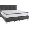 BOXSPRINGBETT 180/200 cm  in Schwarz  - Chromfarben/Schwarz, KONVENTIONELL, Leder/Textil (180/200cm) - Novel