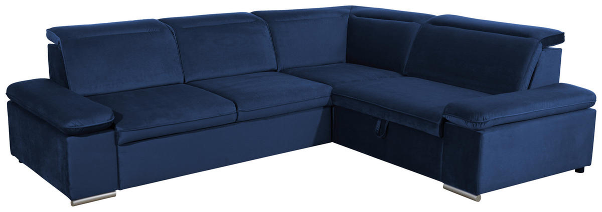 SAROKKANAPÉ textil sötétkék  - sötétkék/ezüst, Design, textil/fém (268/218cm) - MID.YOU