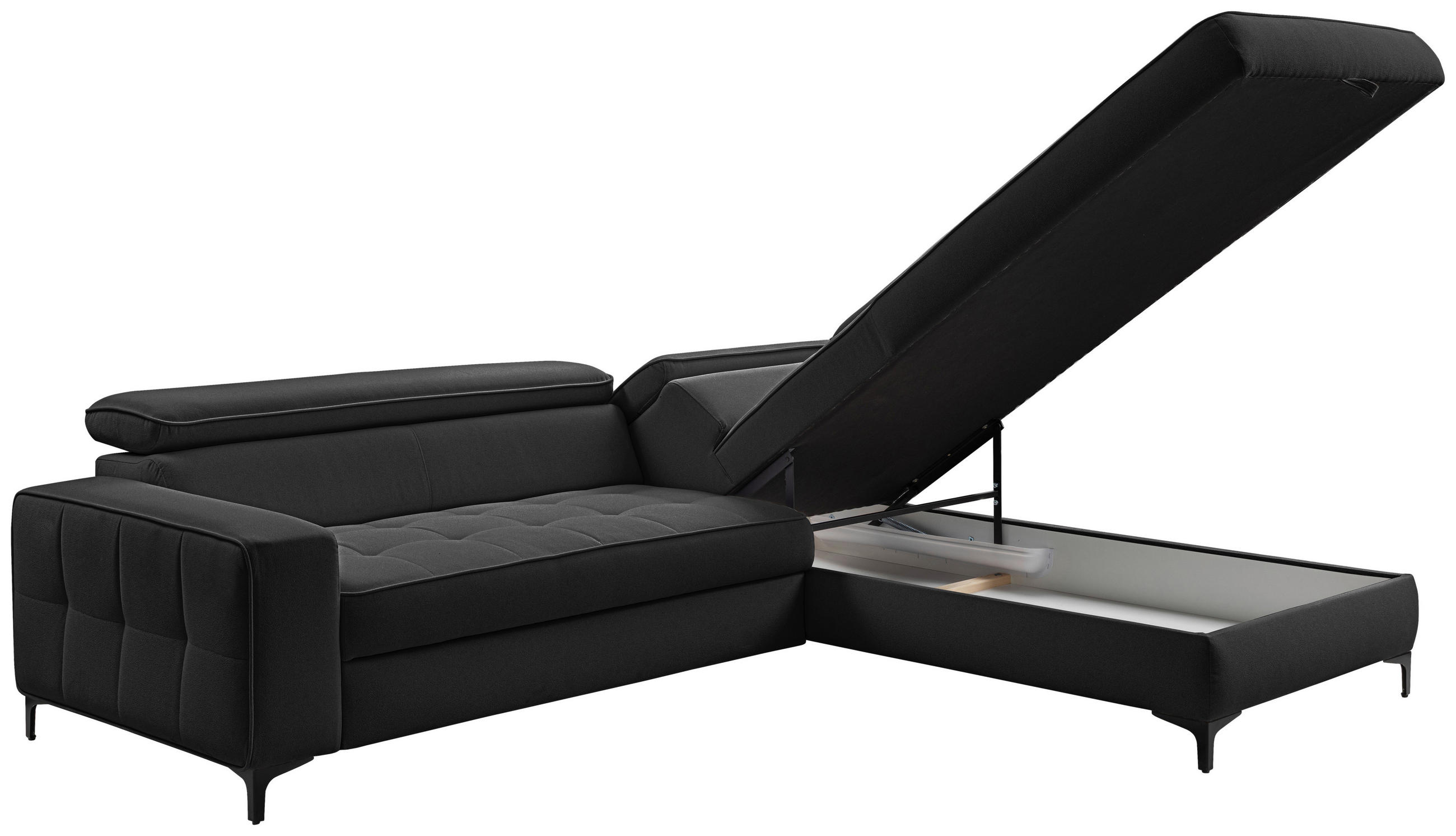 ECKSOFA  in Struktur Anthrazit  251/203 cm  - Anthrazit/Schwarz, Design, Textil/Metall (251/203cm) - MID.YOU