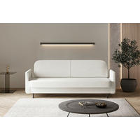 SCHLAFSOFA CLOUDY Creme  inkl. Schlaffunktion, Rücken echt, Stauraum  - Creme, Design, Textil/Metall (221/87/84cm) - MID.YOU