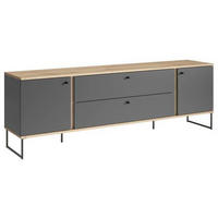 COMODĂ JOASĂ 180/59/38 cm  - culoare lemn stejar/antracit, Basics, plastic/metal (180/59/38cm) - Xora