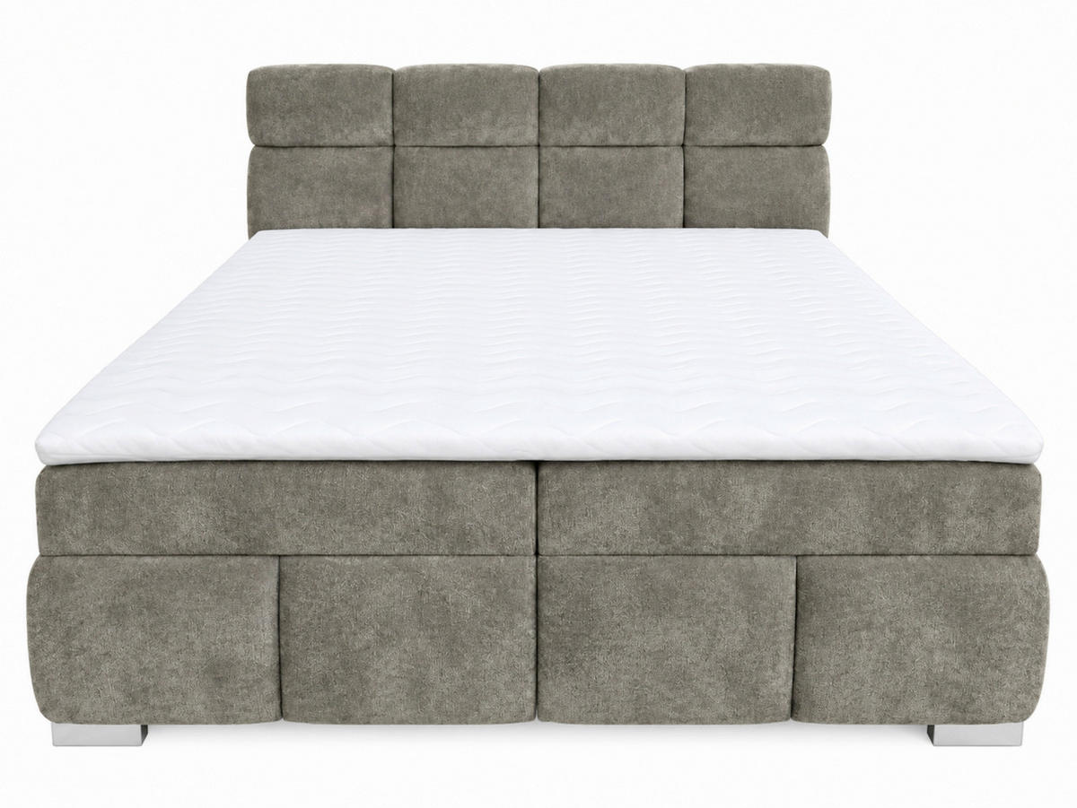 BOXBETT 140/200 cm,  in Grün, Bettkasten, Topper,  - Chromfarben/Grün, MODERN, Holz/Kunststoff (140/200cm) - MID.YOU