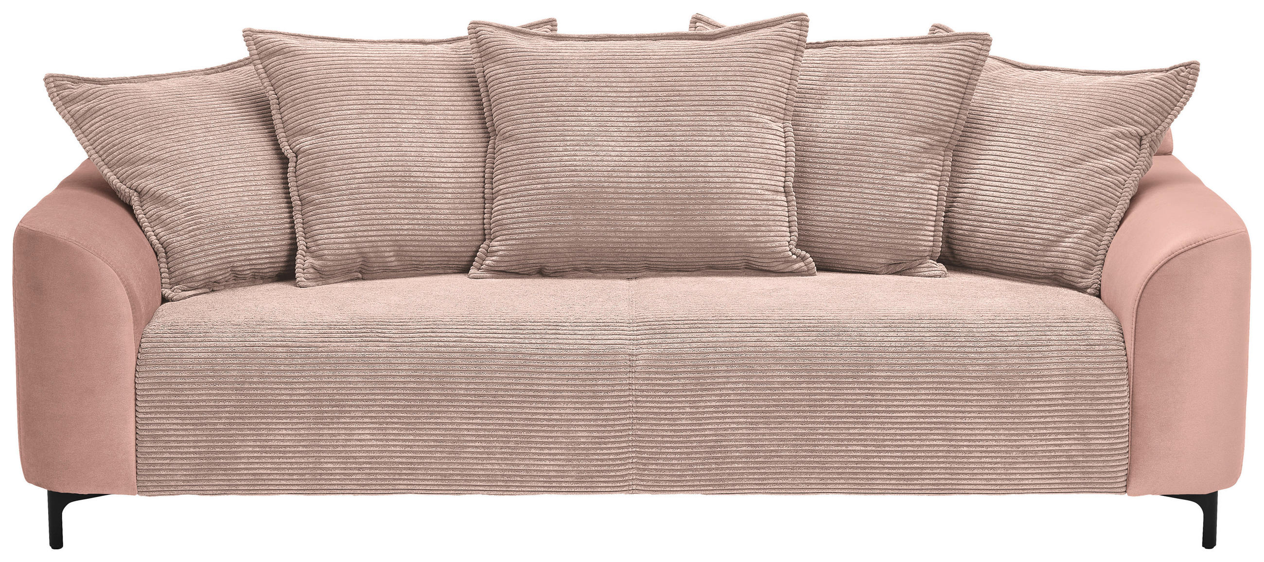 3-SITZER-SOFA in Cord, Velours Rosa  - Schwarz/Rosa, KONVENTIONELL, Textil/Metall (228/84/99cm) - Carryhome