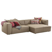 ECKSOFA around the block Braun, Grau Echtleder Rückenkissen, Rücken echt  - Schwarz/Braun, MODERN, Leder/Kunststoff (300/164cm) - Chilliano