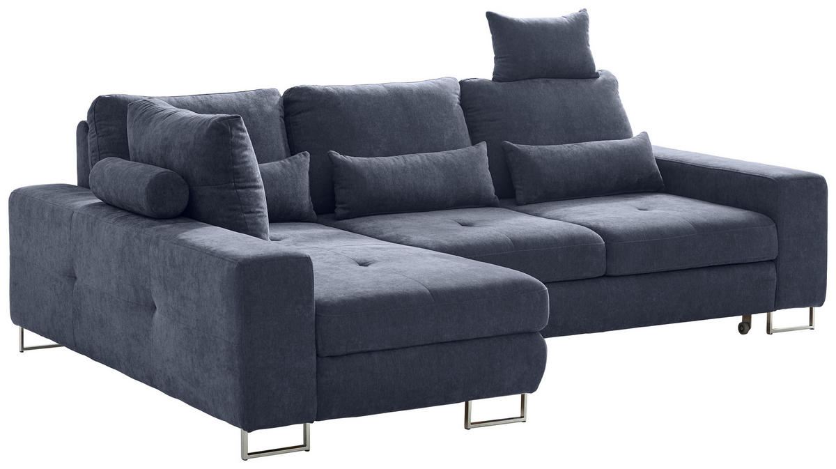 ECKSOFA Dunkelgrau Flachgewebe  - Dunkelgrau, Design, Textil/Metall (188/260cm) - Hom`in