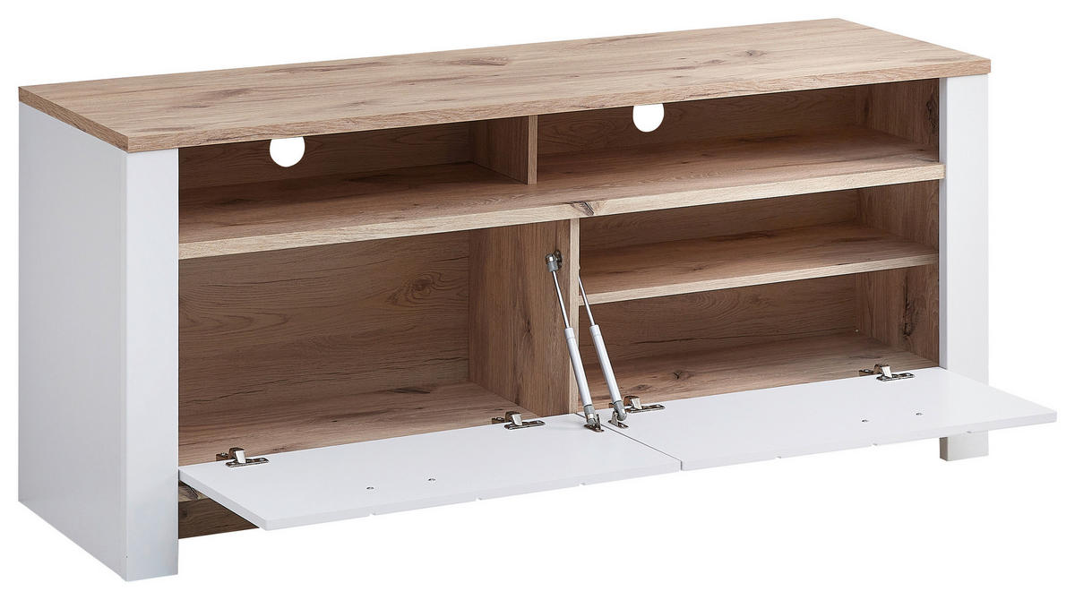 COMODĂ TV 146,4/63,3/44,5 cm  - culoare nichel/alb, Konventionell, plastic/metal (146,4/63,3/44,5cm) - Hom`in