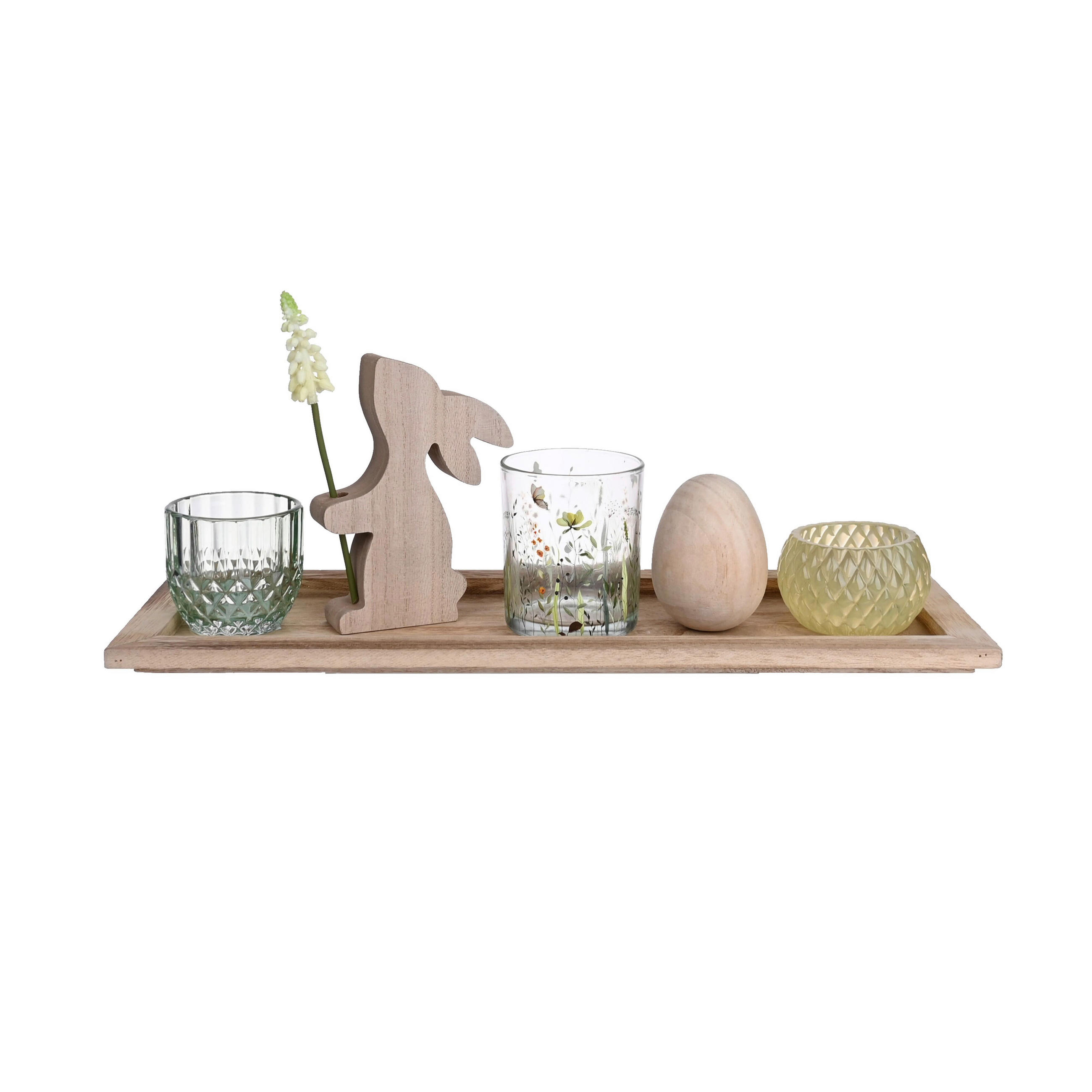 POSTOLJE ZA ČAJNE SVEĆICE - višebojna, Lajfstajl, staklo/drvo (40/12,5/1,8cm)