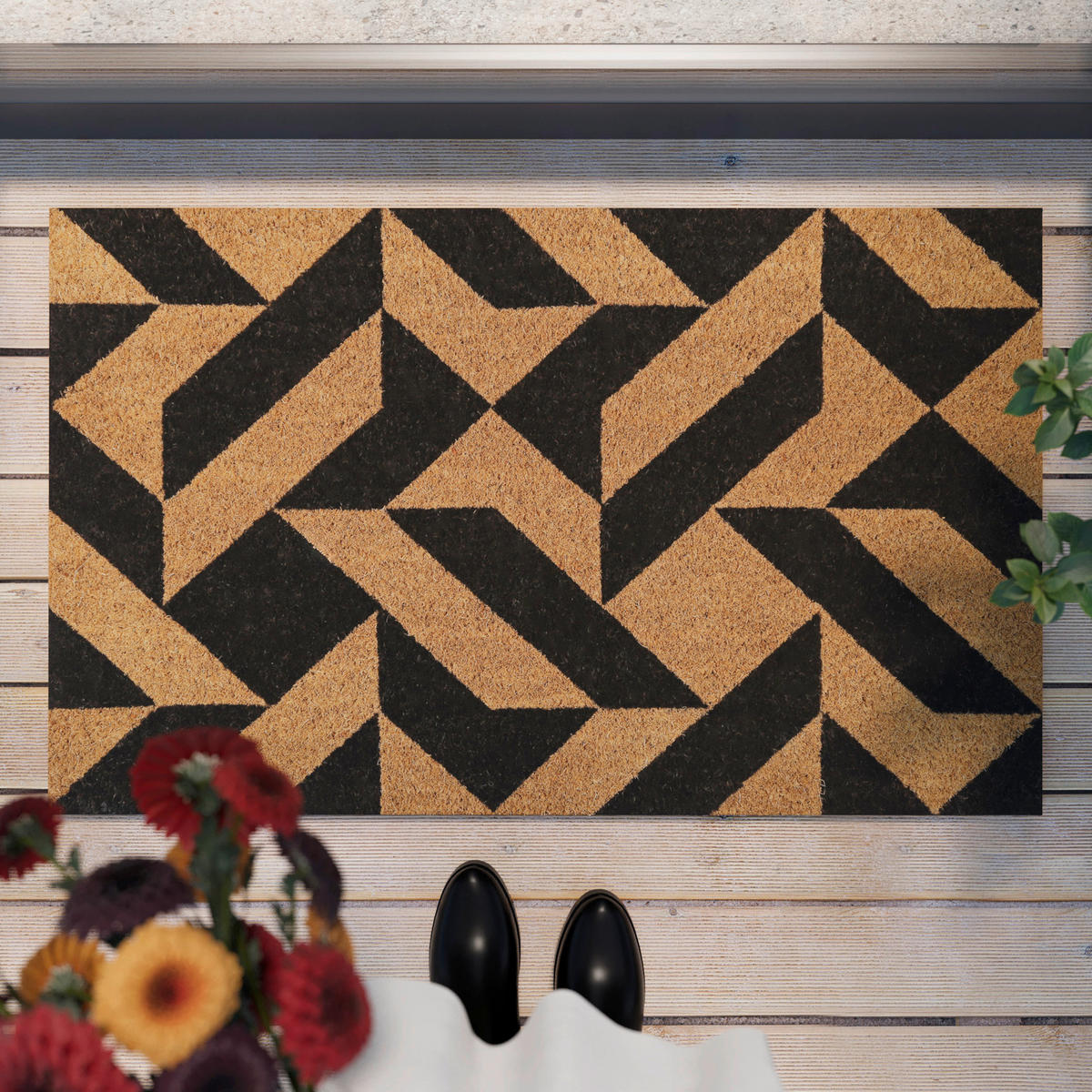 FUßMATTE 45/75 cm Mainstage  - Hellbraun/Schwarz, KONVENTIONELL, Kunststoff/Textil (45/75cm) - WECON HOME