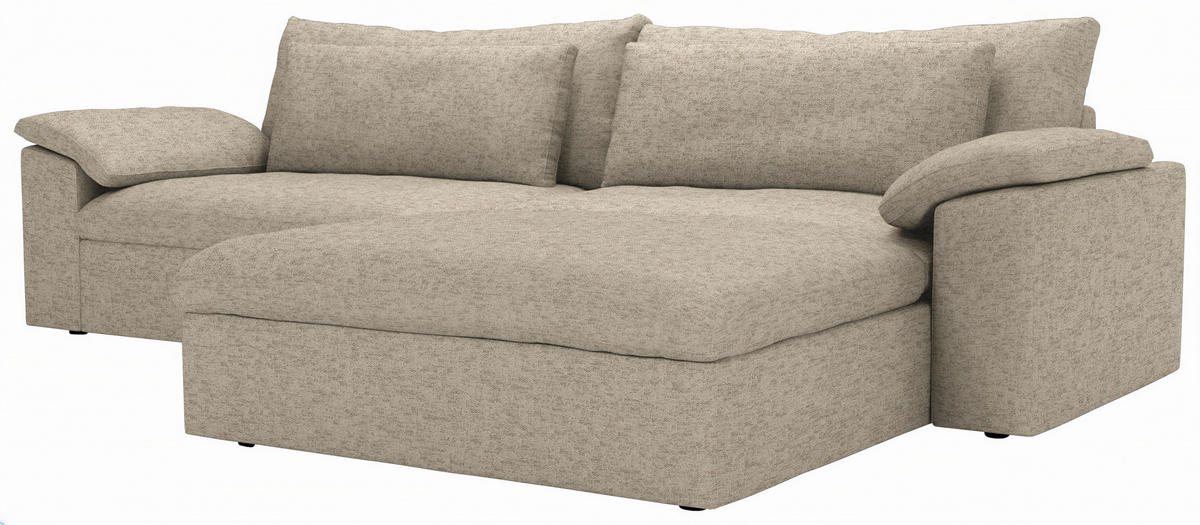 ECKSOFA Flachgewebe Creme  - Creme/Schwarz, Modern, Kunststoff/Textil (306/198cm) - Carryhome