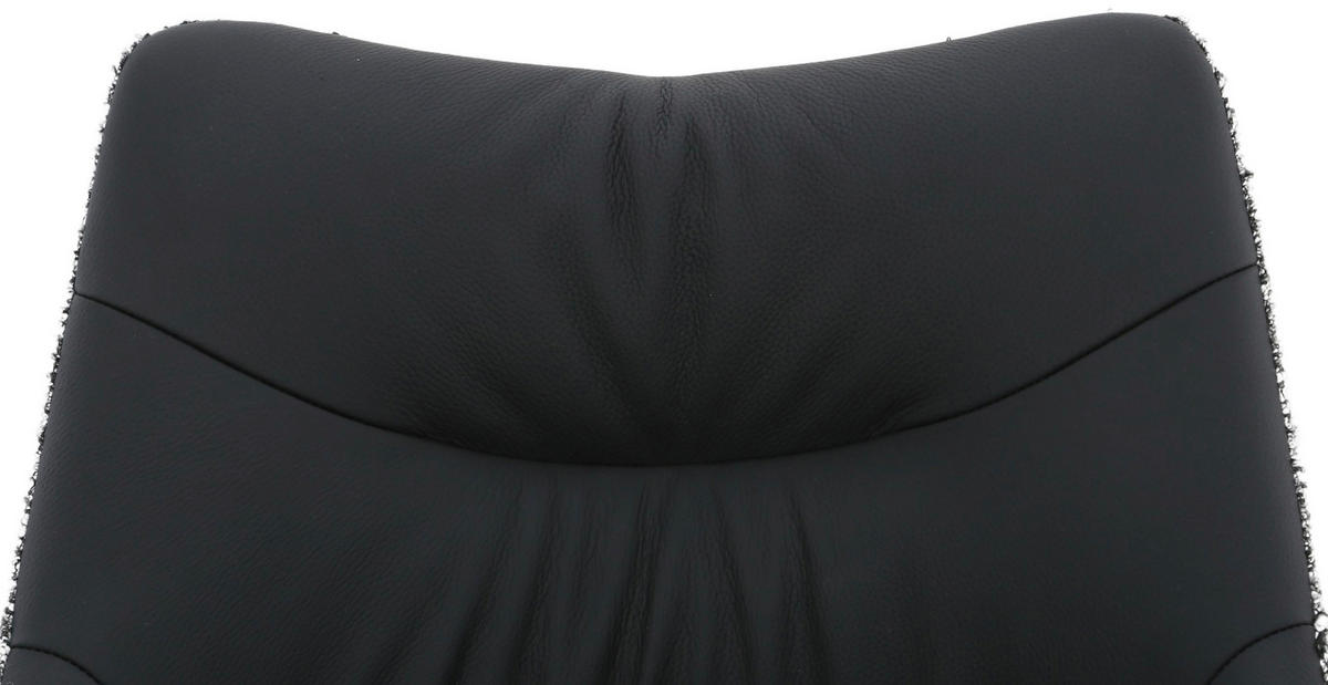 ARMLEHNSTUHL  Sitzfläche 360° drehbar, automatische Rückholfunktion Webstoff Echtleder  - Schwarz, MODERN, Leder/Textil (57/86,5/61,5cm) - Novel