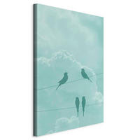 LEINWANDBILD Abstraktes, Tiere, Wolken Petrol  - Petrol, Basics, Holz/Textil (60/90/1,2cm) - artgeist