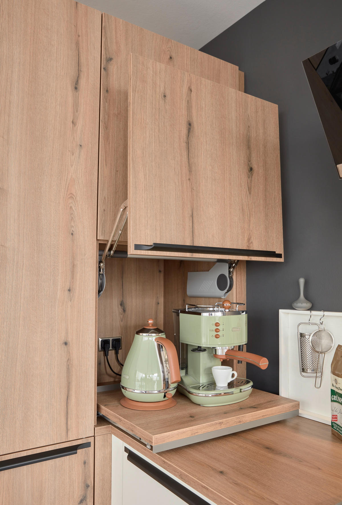 EINBAUKÜCHE DK309  - Eichefarben/Weiß, Design, Holzwerkstoff - Dieter Knoll