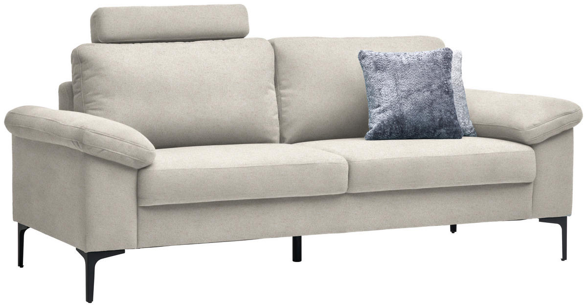 2,5-SITZER in Flachgewebe Naturfarben, Beige  - Beige/Schwarz, Design, Textil/Metall (206/86/97cm) - Pure Home Lifestyle