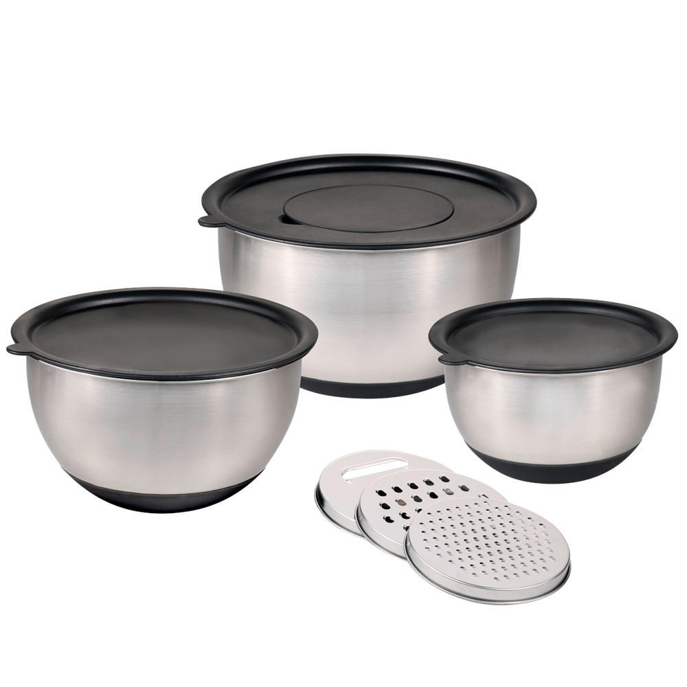 RÜHRSCHÜSSELSET - Edelstahlfarben/Schwarz, Basics, Kunststoff/Metall - Kesper