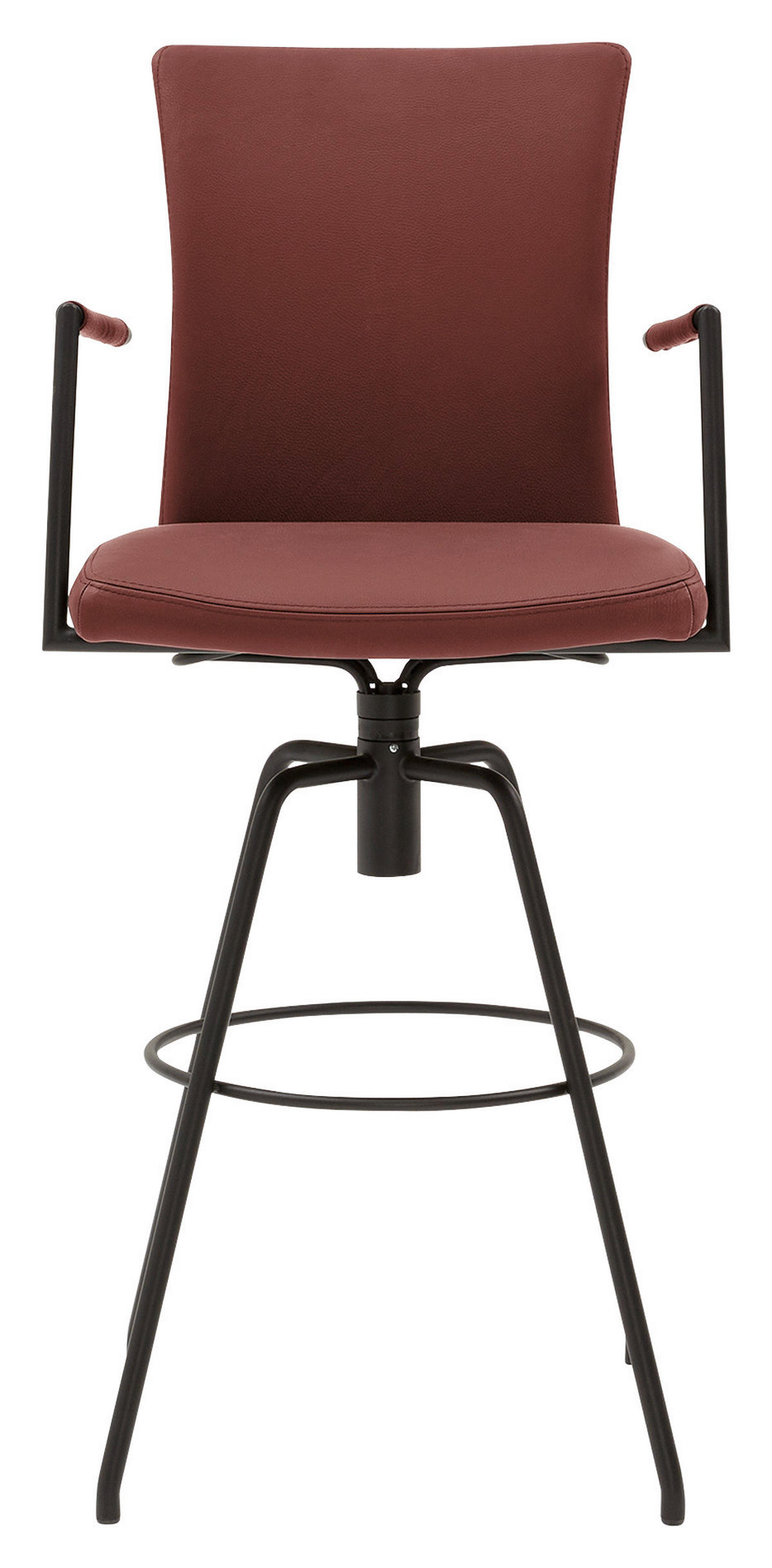 BARHOCKER Echtleder Rot Lederauswahl, Stoffauswahl, Typenauswahl, automatische Rückholfunktion  - Rot/Schwarz, Design, Leder/Metall (55/114/58cm) - Musterring