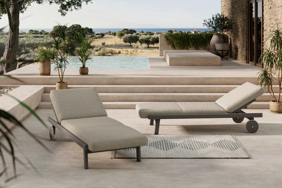 SONNENLIEGE 205/38,5/80 cm Esche  - Taupe/Anthrazit, ROMANTIK / LANDHAUS, Holz/Textil (205/38,5/80cm) - Dieter Knoll