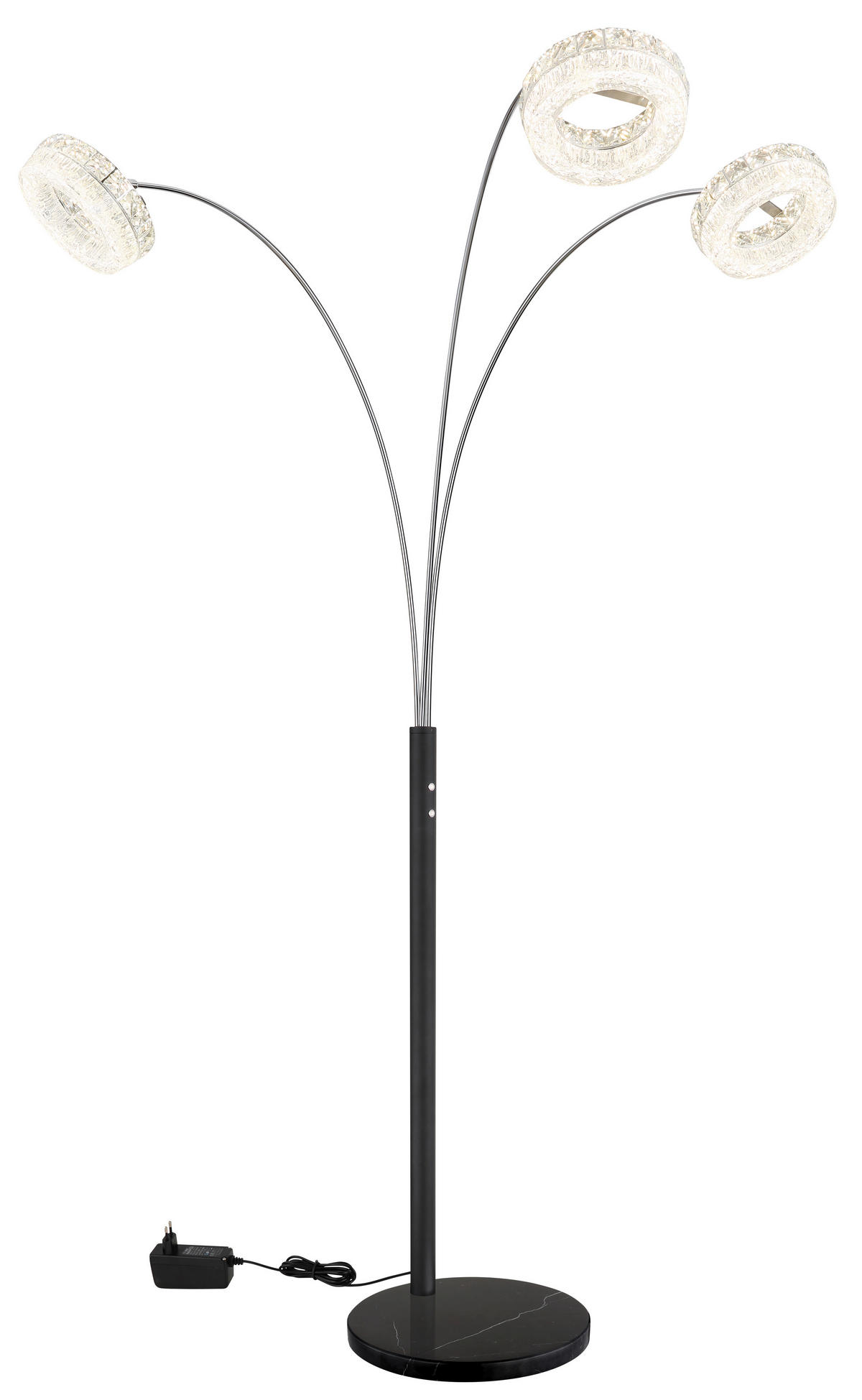 LED-STEHLEUCHTE 82,5/102/190 cm    - Klar/Schwarz, Design, Glas/Kunststoff (82,5/102/190cm) - Globo