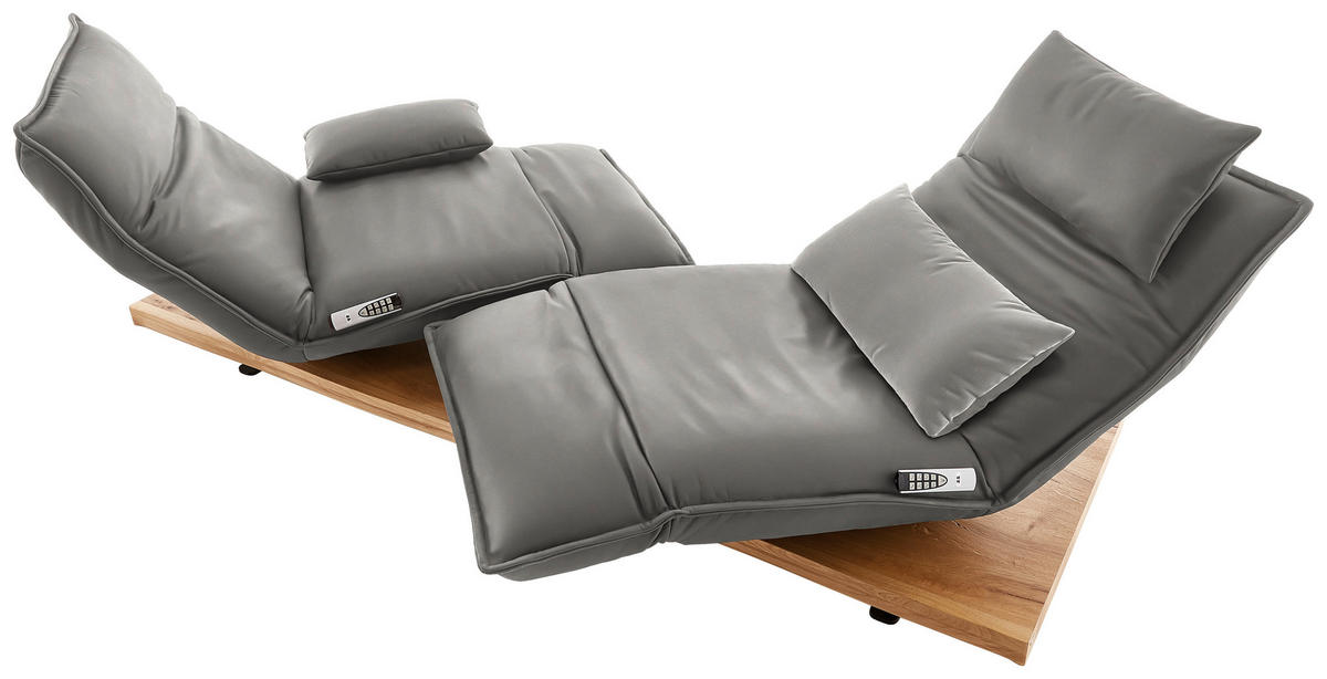 2-SITZER-SOFA in Leder Hellgrau  - Eichefarben/Hellgrau, Natur, Leder/Holz (240/63/115cm) - Koinor
